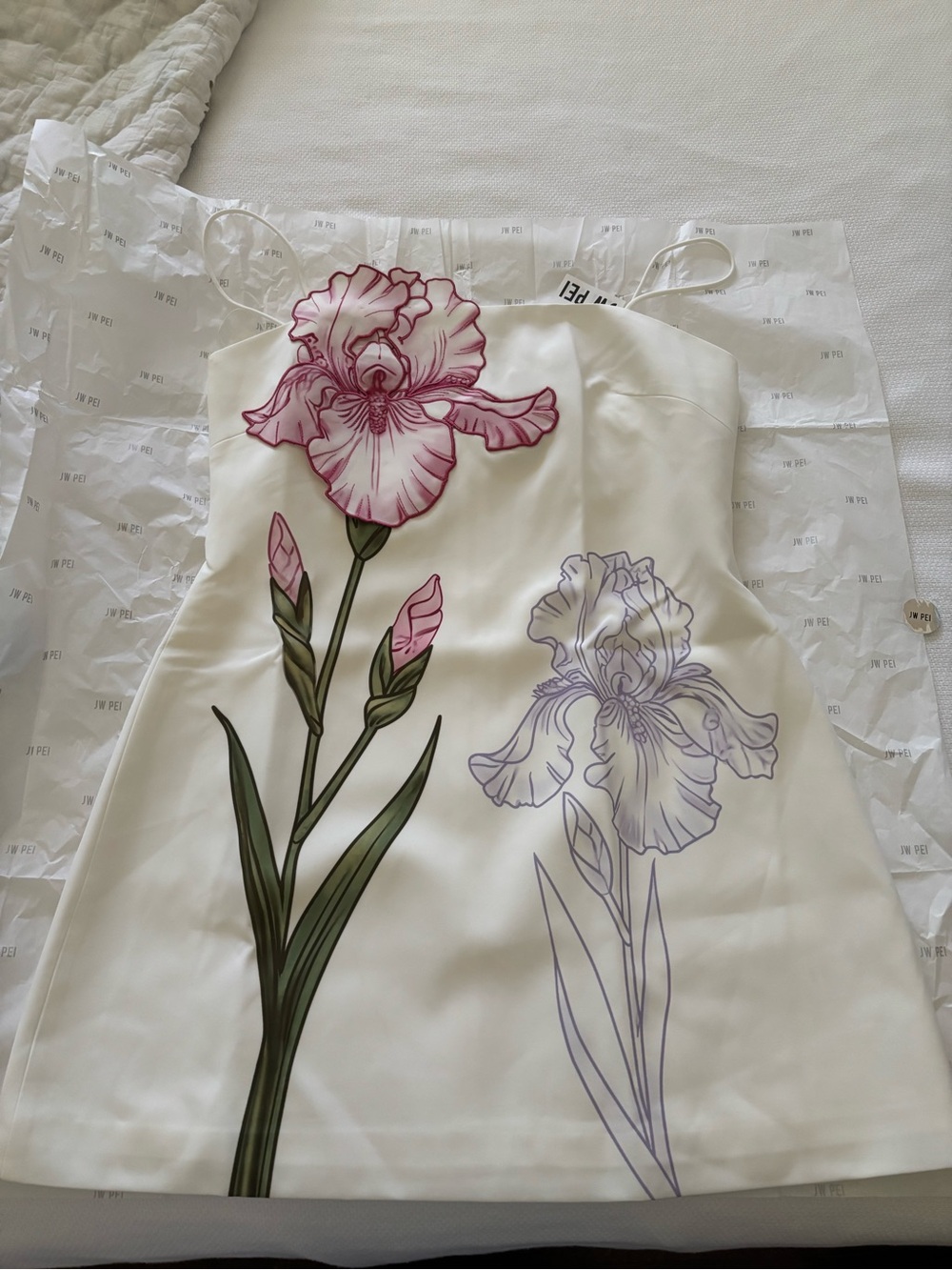JW PEI White Mini Dress with Pink & Lavender Floral Print